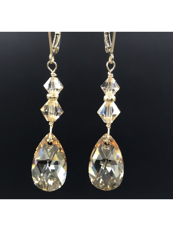 Golden Shadow Crystal Drop Earrings