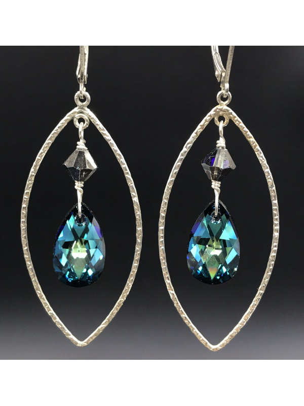 Bermuda Blue Framed Drop Earrings