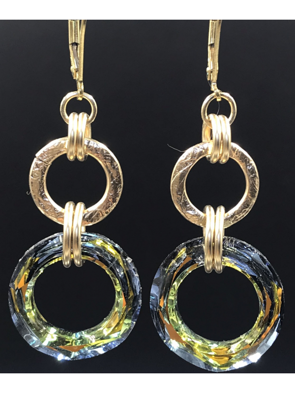 Handwrought 14K Gold fill link and Sahara Crystal Link Earrings