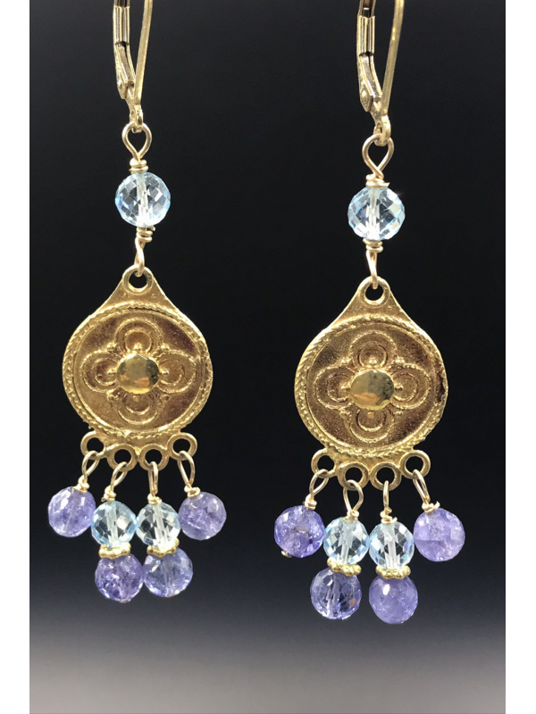 Tanzanite and Swiss Blue Topaz Gemstone Earrings