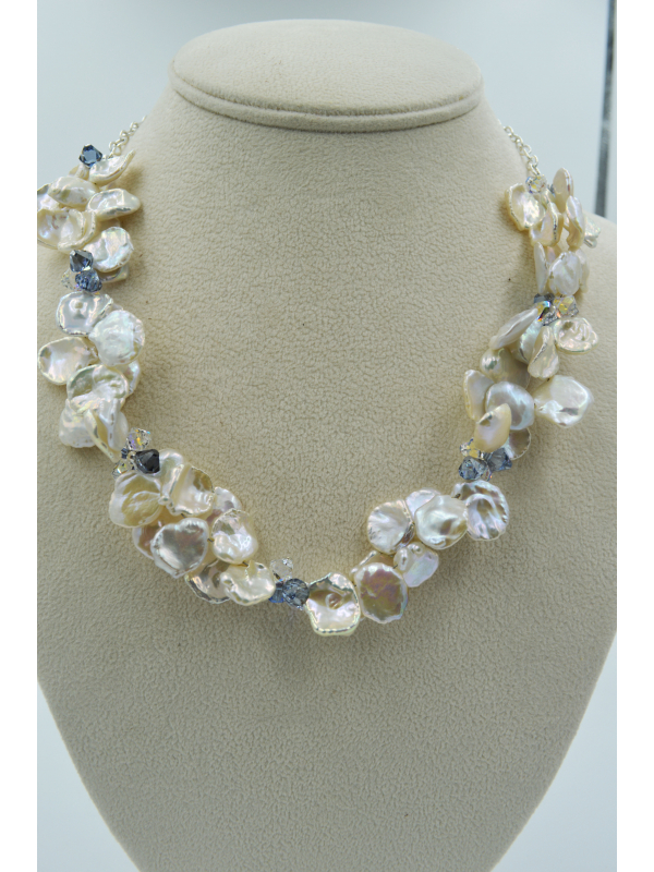 Keshi Pearl and  Crystal Necklace