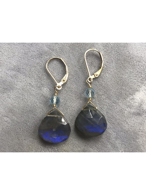 Labradorite and Swiss Blue Topaz drop earrings