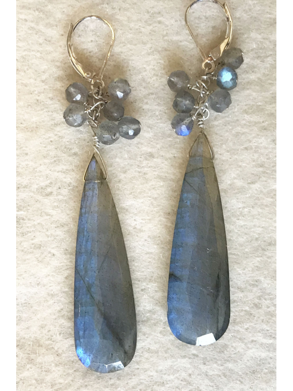 Perfect Labradorite Confetti Drop Earrings