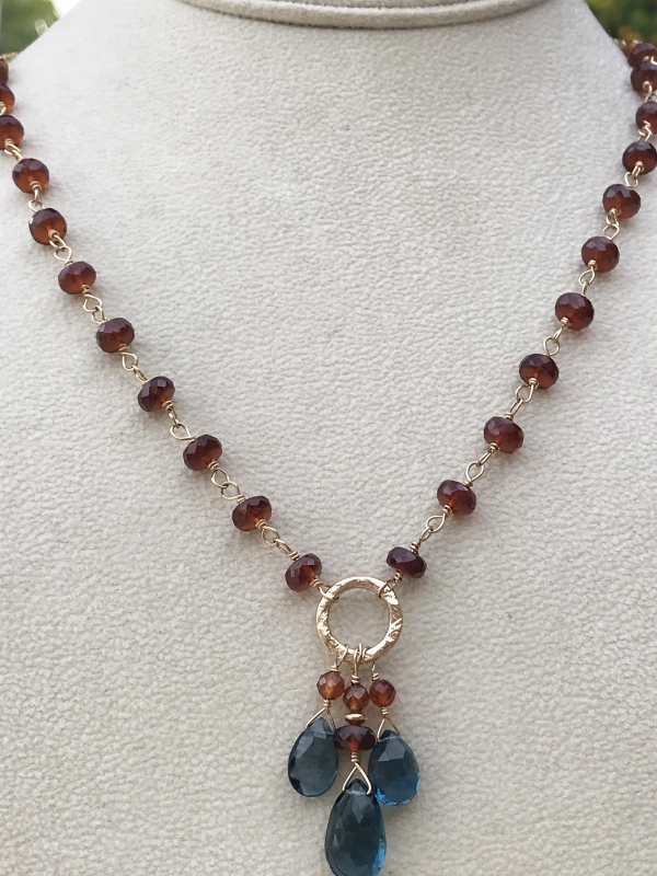 London Blue Topaz and Hessonite Garnet Necklace