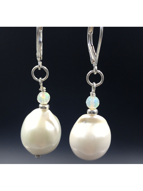 Medium Baroque Pearl with Opal Earrings