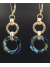 Handwrought 14K Gold Fill Link and Bermuda Blue Crystal Oval Earrings