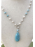 Larimar and Sterling Silver wrapped Freshwater Pearl Necklace
