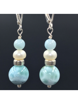 Pretty Larimar with a Freshwater Pearl.