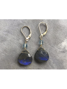 Labradorite and Swiss Blue Topaz drop earrings