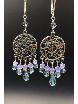 London Blue Topaz and Tanzanite Chandelier Earrings