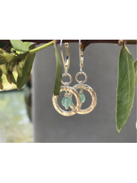Handwrought 14K Gold fill link with Aqua Chalcedony Drop Earrings