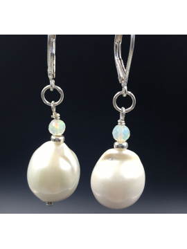 Medium Baroque Pearl with Opal Earrings