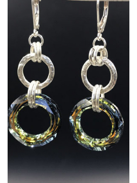 Sterling Silverl Link and Sahara Crystal Link Earrings