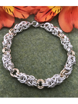 Sterling Silver and 14K Gold fill Byzantine Bracelet
