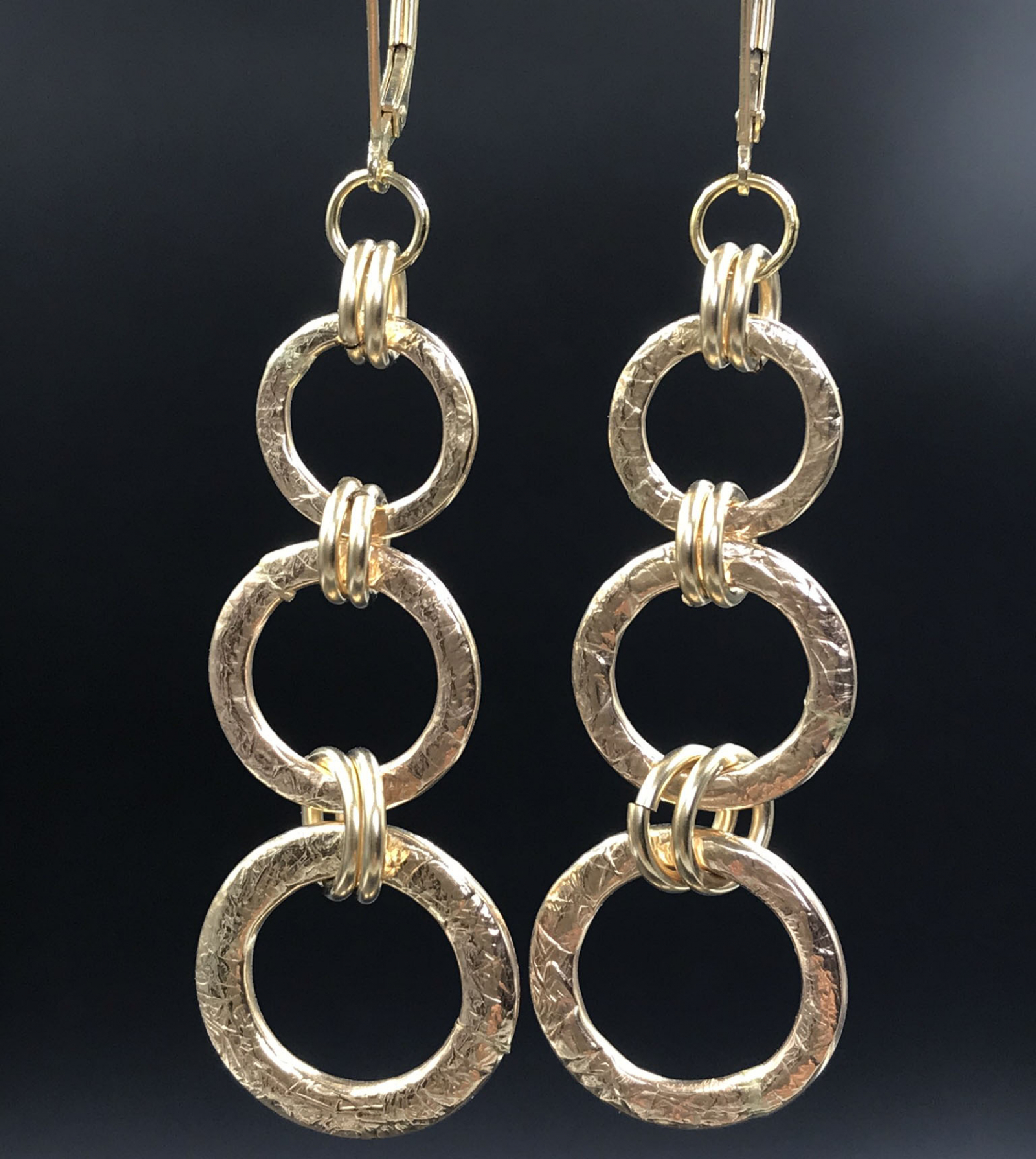 14K GoldFill Three Link Earrings MAD Dreams Jewelry