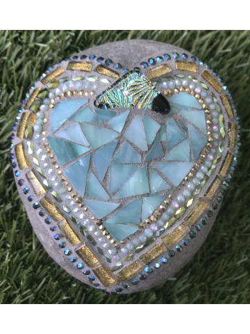 Soft Summer Heart Mosaic Rock #28