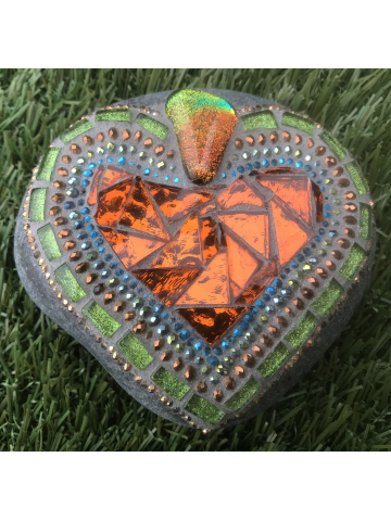 Bright Shiny Mosaic Heart Rock #34