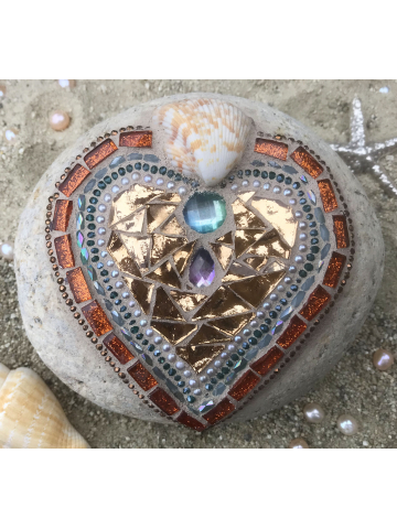 Sunshine Beach Heart Mosaic Rock #38
