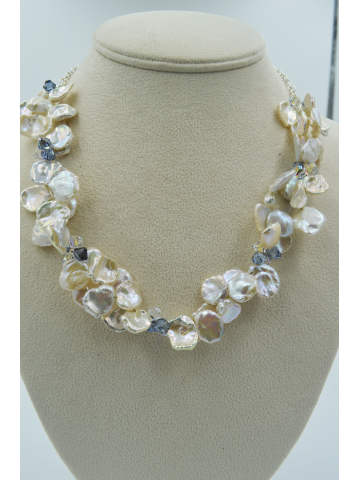 Keshi Pearl and  Crystal Necklace