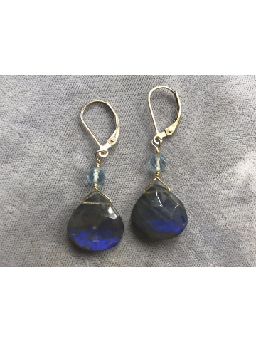 Labradorite and Swiss Blue Topaz Drop Earrings